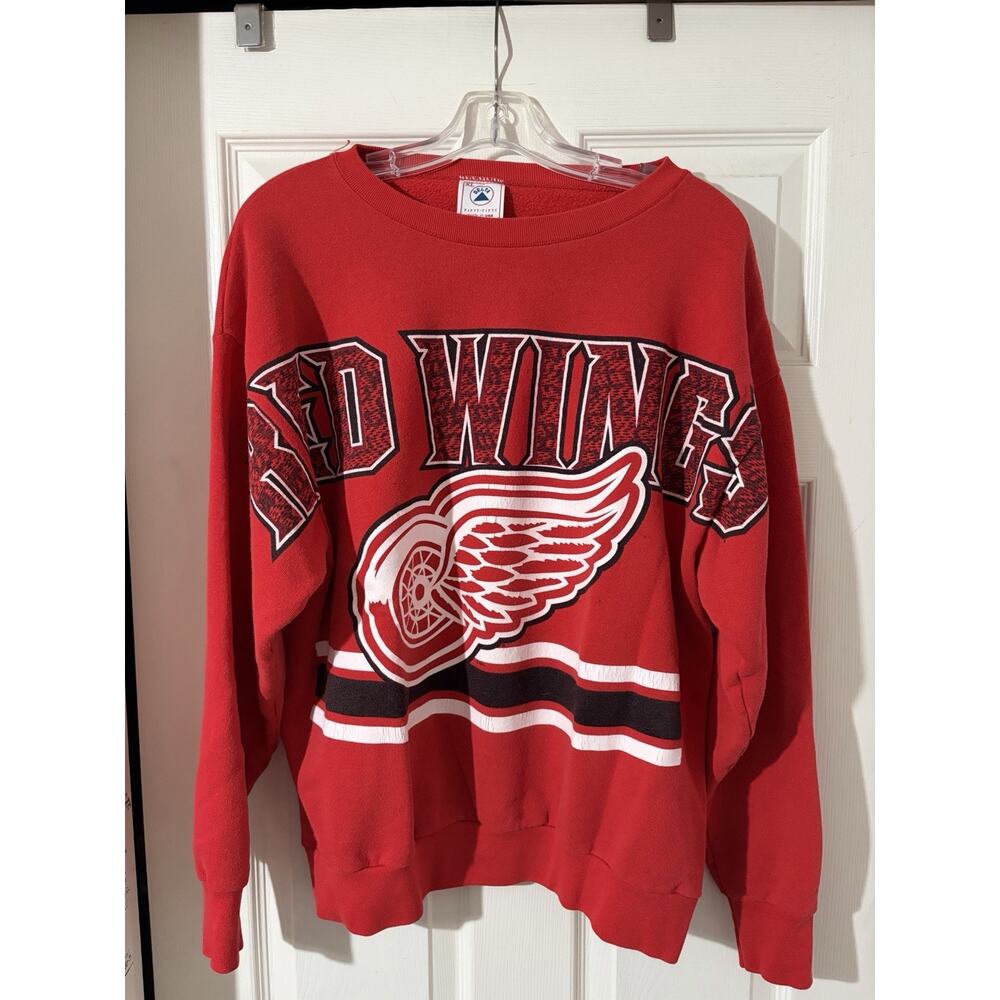 Vintage Detroit Red Wings Sweatshirt Sz XL 90s Hockey NHL Spell Out Delta